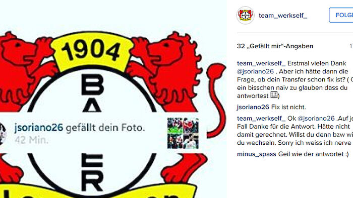 soriano instagram leverkusen - Bundesliga