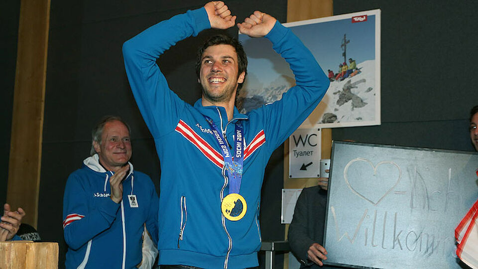 Medaillenfeier Matt Hirscher Dujmovits Karl Biathlon