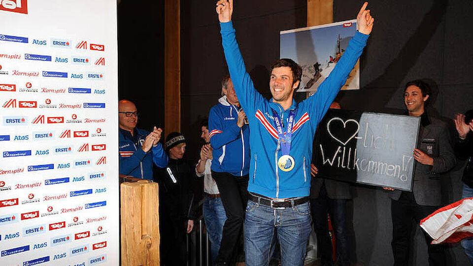 Medaillenfeier Matt Hirscher Dujmovits Karl Biathlon