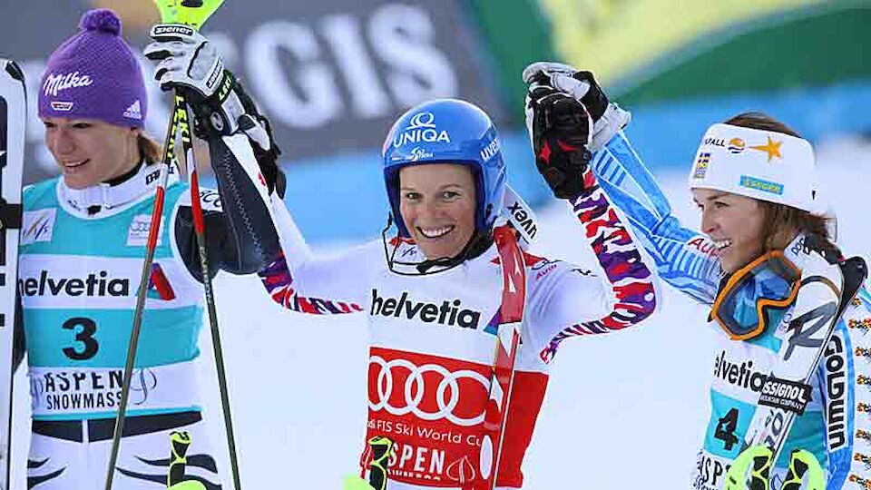 Aspen Slalom Damen Schild Sieg Diashow