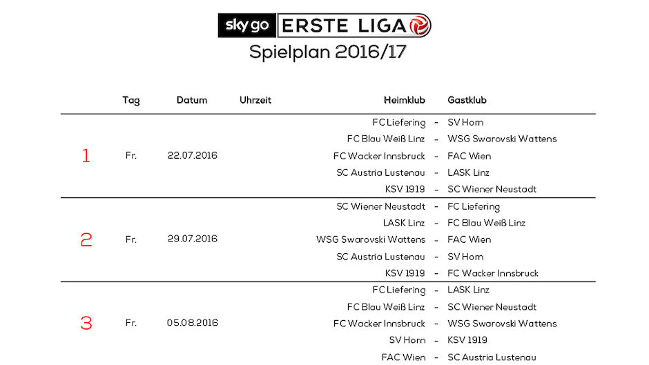 Das Ist Der Erste Liga Spielplan 2016 17 Laola1 At