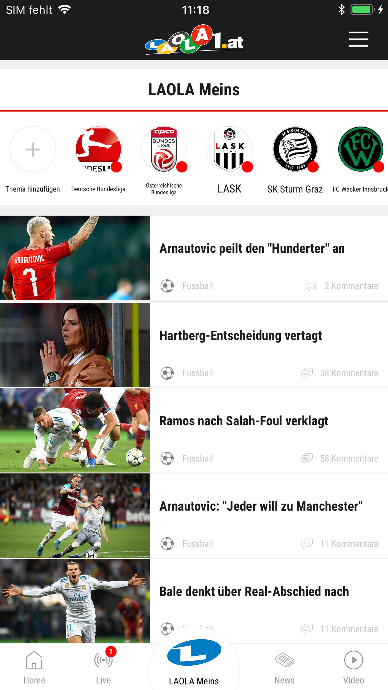 LAOLA1.at App - Neue Version mit neuen Funktionen