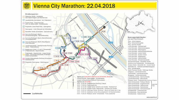 Wien-Marathon: Verkehrsinfo und Straßensperren