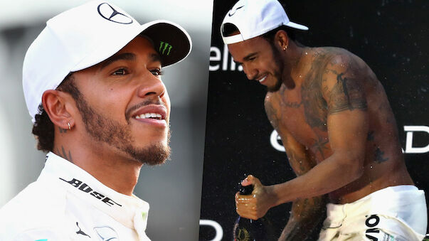 Striptease! Lewis Hamilton zieht am Podium blank