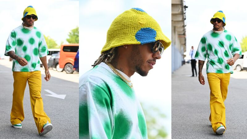 Gelb-Grünes Outfit mit Punktemuster 