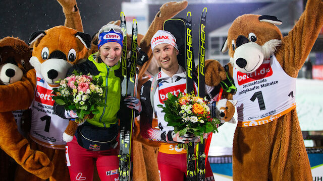 Hauser/Leitner bei Biathlon auf Schalke auf dem Podest
