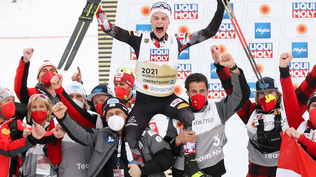 Österreichs Kombi-Team feiert seinen "kleinen Bua"