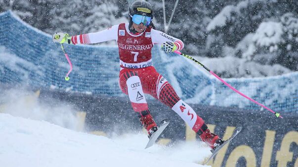 Venier bei Ledecka-Show in Lake Louise am Podest