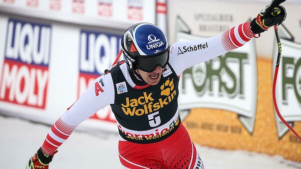 Mayer bei erster Bormio-Abfahrt am Podest