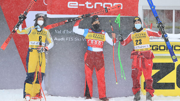 Podest der Premieren im Super-G in Val d'Isere