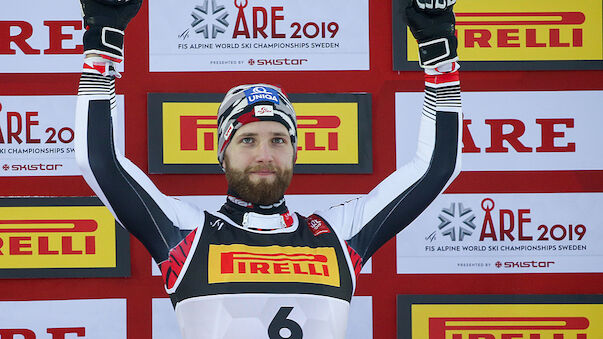 Marco Schwarz als Medaillenhamster bei WM 2019