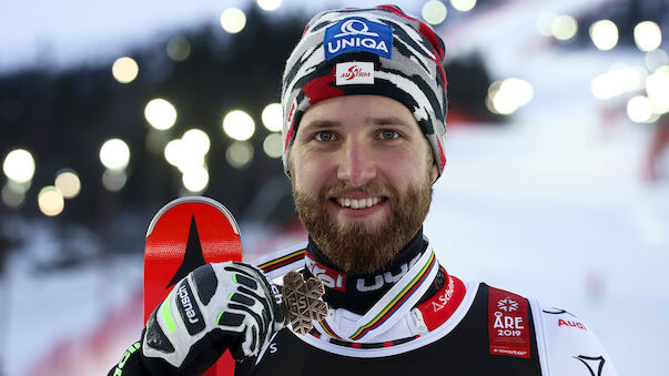 Marco Schwarz als Medaillenhamster bei WM 2019