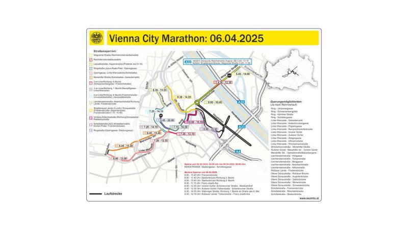 Wien-Marathon 2025: Die Straßensperren am Sonntag