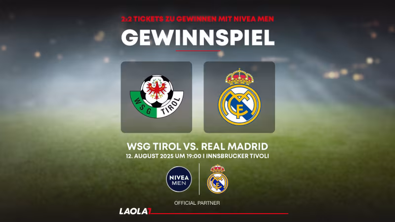 GEWINNSPIEL: 2x 2 Tickets für WSG Tirol vs. Real Madrid