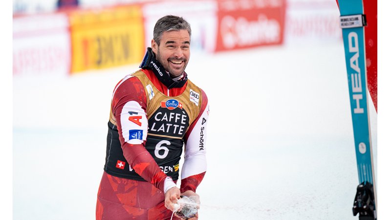 Lauberhornabfahrt - das Sieger-Trio in Wengen 2026