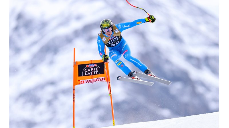 Lauberhornabfahrt - das Sieger-Trio in Wengen 2026