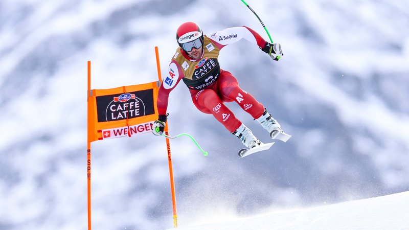 Lauberhornabfahrt - das Sieger-Trio in Wengen 2026