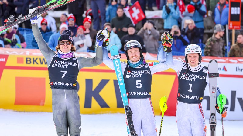 Das Sieger-Trio des Lauberhorn-Slaloms