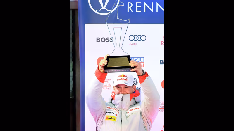 Bilder der Siegerehrung für den Super-G in Kitzbühel