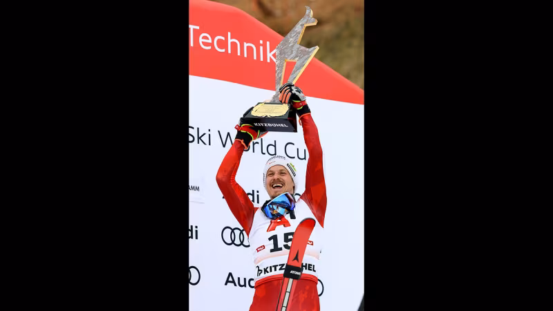 Kitzbühel-Slalom: Bilder der Siegerehrung mit Manuel Feller