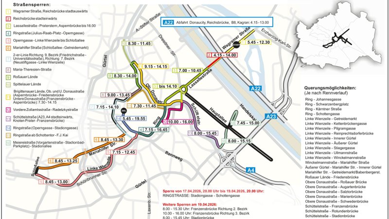 Vienna City Marathon 2026: Verkehrsinfos und Straßensperren
