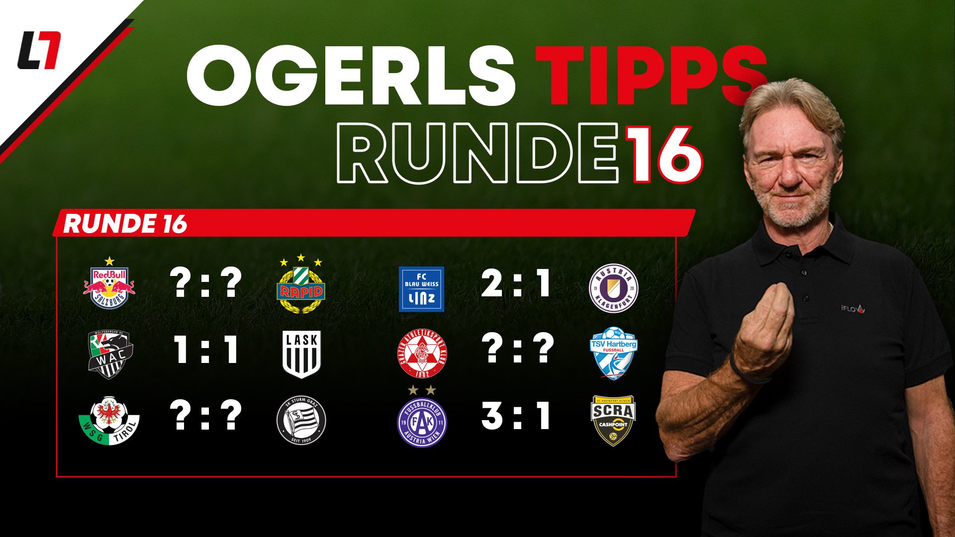 Wer holt die Punkte? Ogris tippt die 16. Runde